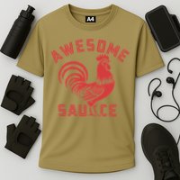 Awesome Sauce With Picture Of Rooster Funny Retro Performance Shirt