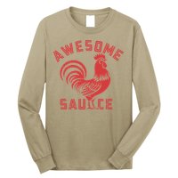 Awesome Sauce With Picture Of Rooster Funny Retro Long Sleeve Shirt