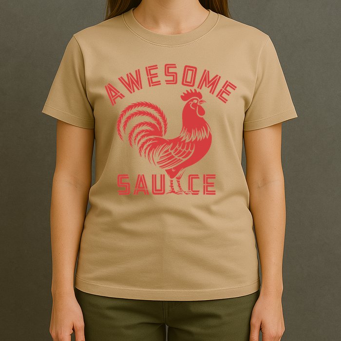 Awesome Sauce With Picture Of Rooster Funny Retro T-Shirt