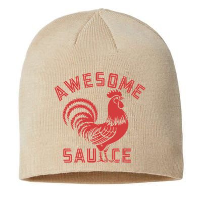 Awesome Sauce With Picture Of Rooster Funny Retro Sustainable Beanie