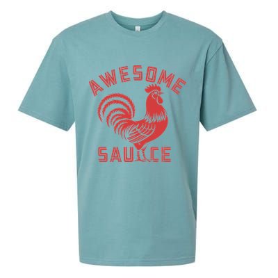 Awesome Sauce With Picture Of Rooster Funny Retro Sueded Cloud Jersey T-Shirt
