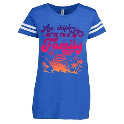 Aw Ship WeRe On A Family Trip Vacation Matching Cruise Gift Enza Ladies Jersey Football T-Shirt