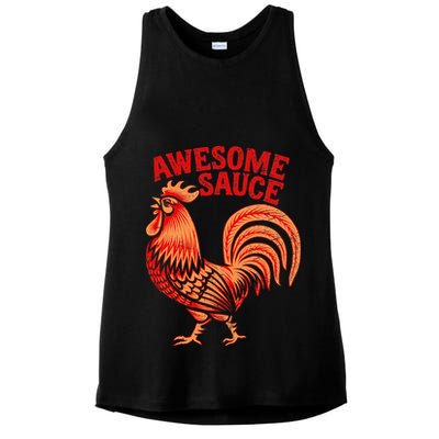 Awesome Sauce With Picture Of Rooster Ladies PosiCharge Tri-Blend Wicking Tank