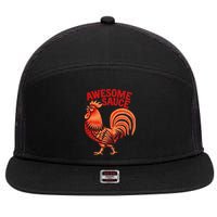 Awesome Sauce With Picture Of Rooster 7 Panel Mesh Trucker Snapback Hat