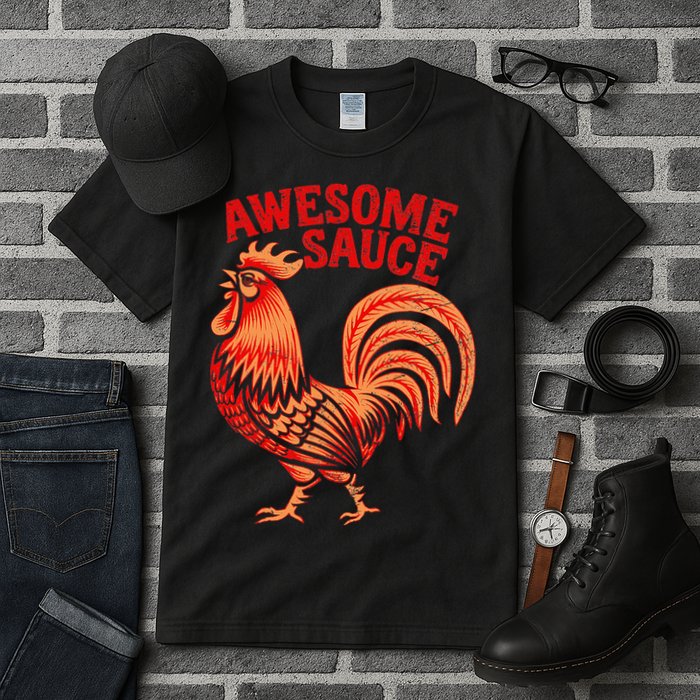 Awesome Sauce With Picture Of Rooster Tall T-Shirt