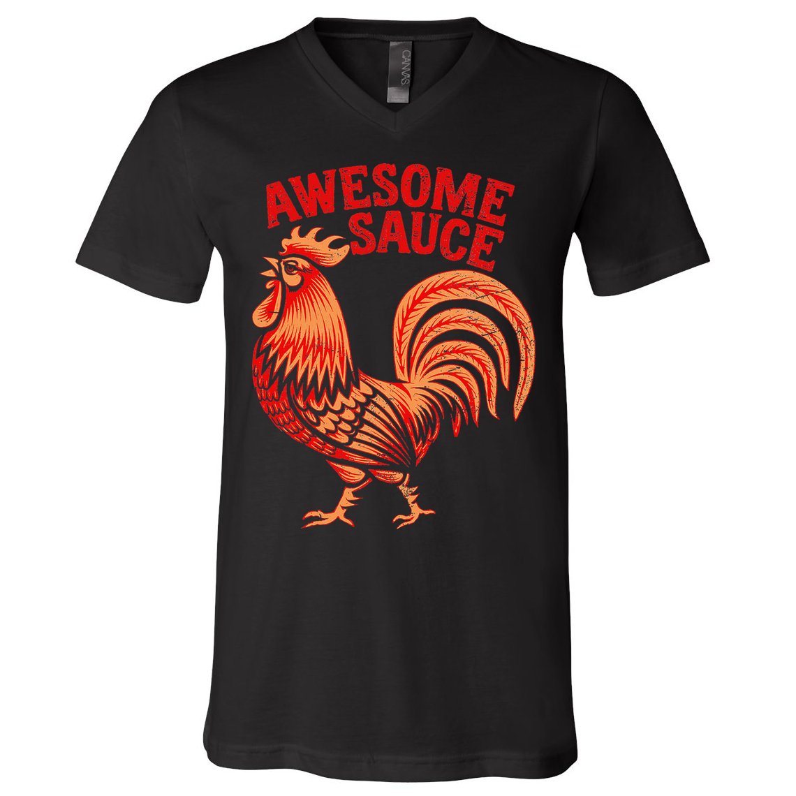 Awesome Sauce With Picture Of Rooster V-Neck T-Shirt