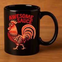 Awesome Sauce With Picture Of Rooster 11oz C Handle Ceramic Mug