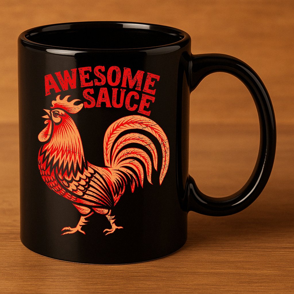 Awesome Sauce With Picture Of Rooster 11oz C Handle Ceramic Mug