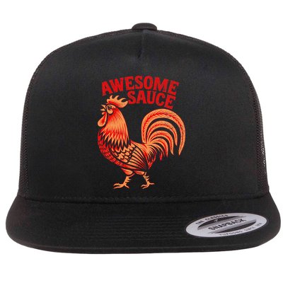 Awesome Sauce With Picture Of Rooster Flatbill Hat