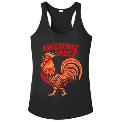 Awesome Sauce With Picture Of Rooster Ladies PosiCharge Competitor Racerback Tank