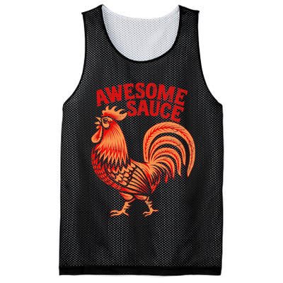 Awesome Sauce With Picture Of Rooster Mesh Reversible Basketball Jersey Tank