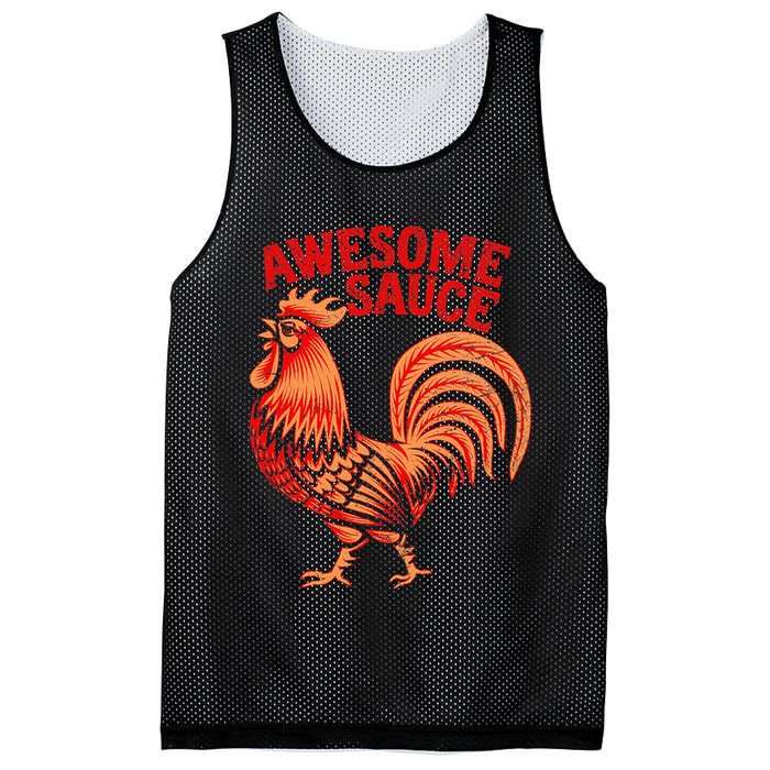 Awesome Sauce With Picture Of Rooster Mesh Reversible Basketball Jersey Tank