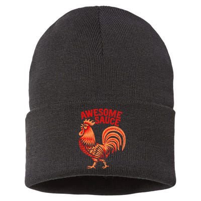 Awesome Sauce With Picture Of Rooster Sustainable Knit Beanie
