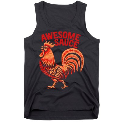 Awesome Sauce With Picture Of Rooster Tank Top