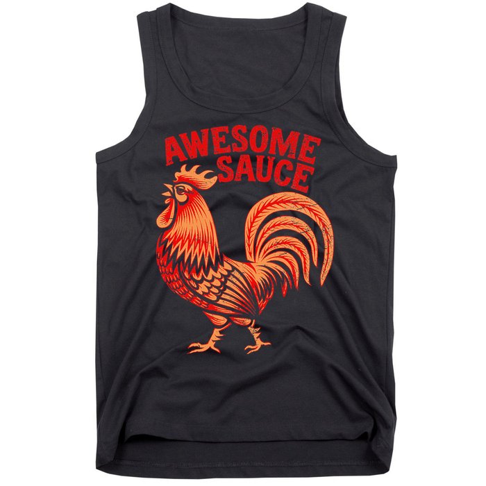 Awesome Sauce With Picture Of Rooster Tank Top