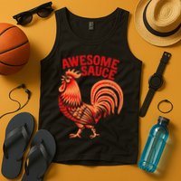 Awesome Sauce With Picture Of Rooster Tank Top