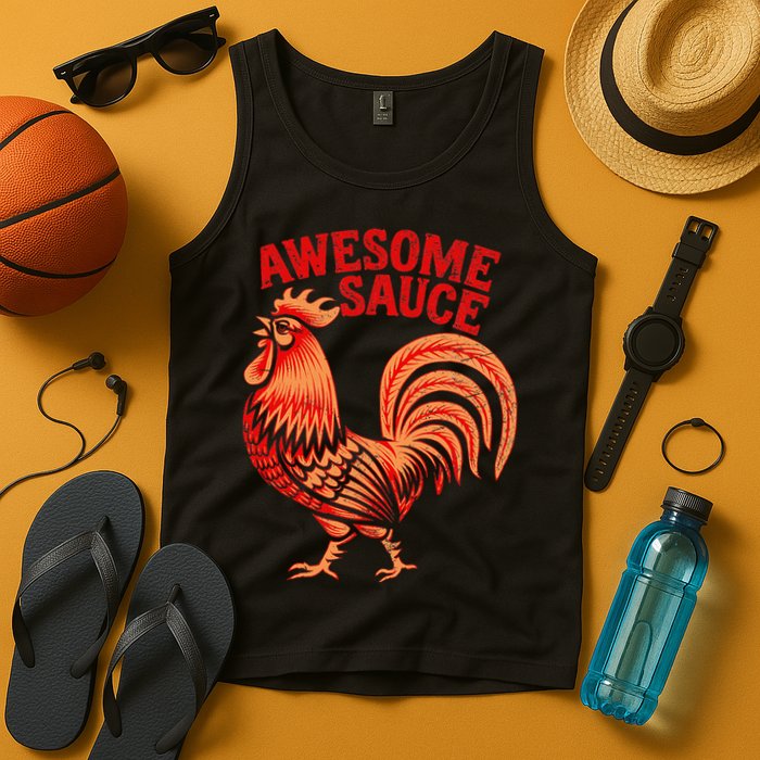 Awesome Sauce With Picture Of Rooster Tank Top