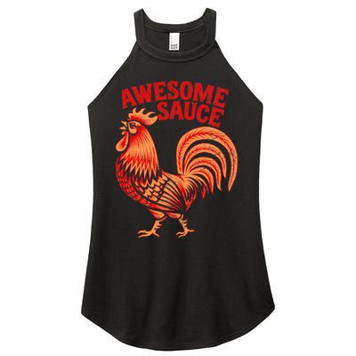 Awesome Sauce With Picture Of Rooster Women's Perfect Tri Rocker Tank