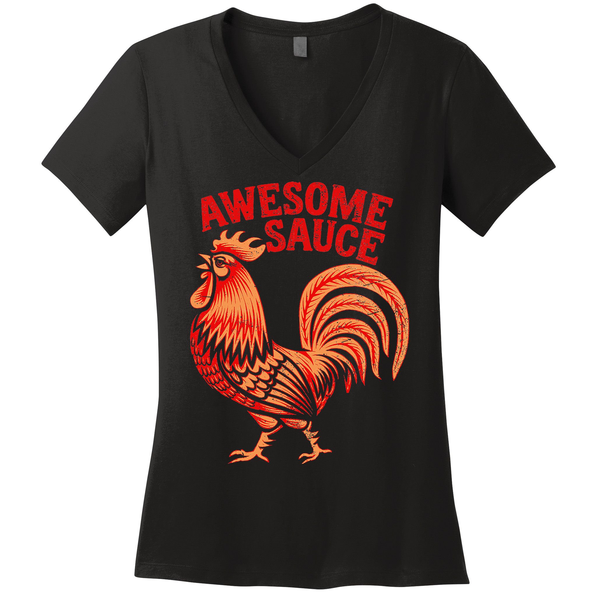 Awesome Sauce With Picture Of Rooster Women's V-Neck T-Shirt