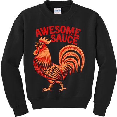 Awesome Sauce With Picture Of Rooster Kids Sweatshirt