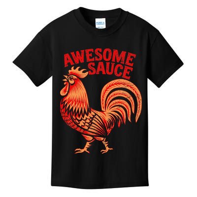 Awesome Sauce With Picture Of Rooster Kids T-Shirt