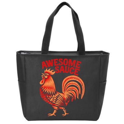 Awesome Sauce With Picture Of Rooster Zip Tote Bag