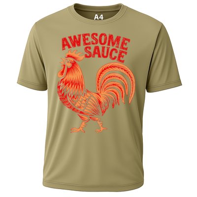 Awesome Sauce With Picture Of Rooster Performance Shirt