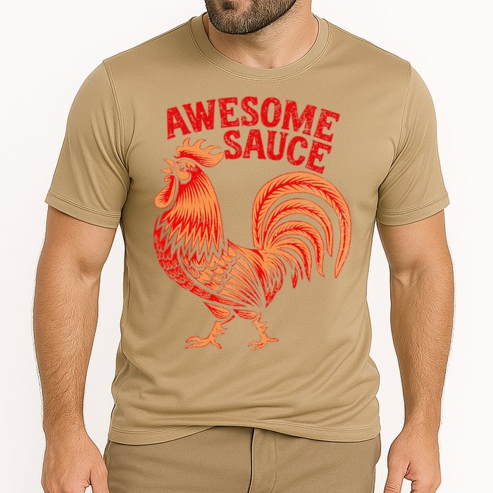 Awesome Sauce With Picture Of Rooster Performance Shirt