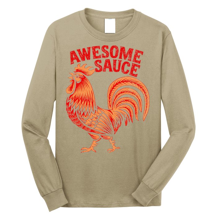 Awesome Sauce With Picture Of Rooster Long Sleeve Shirt