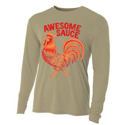 Awesome Sauce With Picture Of Rooster Cooling Performance Long Sleeve Crew