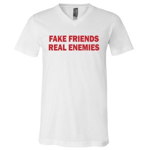 Amanda Serrano Wearing Fake Friends Real Enemies V-Neck T-Shirt