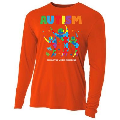 Autism Seeing World Different Autistic Autism Awareness Gift Cooling Performance Long Sleeve Crew