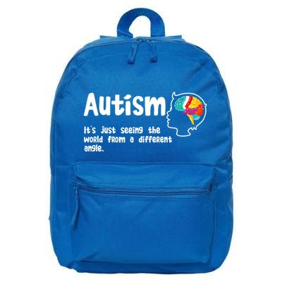 Autism Seeing World From Different Angle Autistic Awareness Gift 16 in Basic Backpack