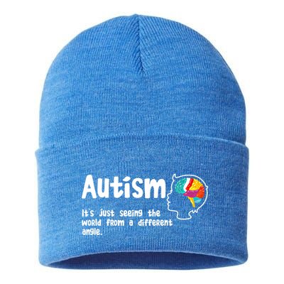 Autism Seeing World From Different Angle Autistic Awareness Gift Sustainable Knit Beanie