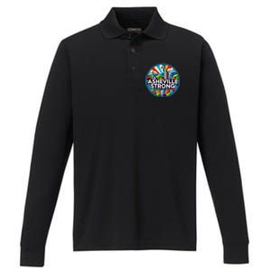 Asheville Strong Western Nc Helene Recovery Performance Long Sleeve Polo