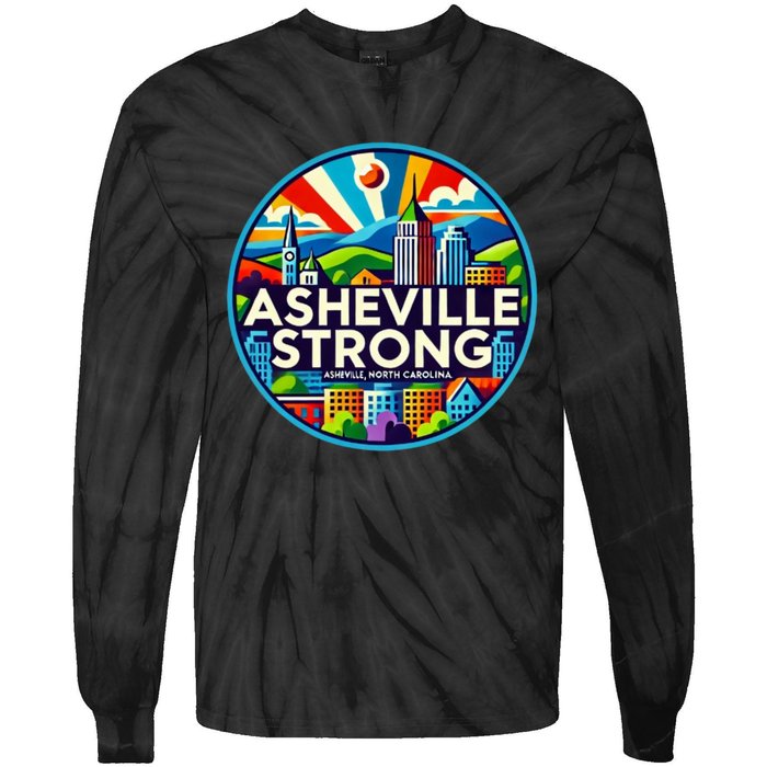 Asheville Strong Western Nc Helene Recovery Tie-Dye Long Sleeve Shirt