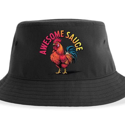Awesome Sauce With Picture Of Rooster Vintage Funny Sustainable Bucket Hat