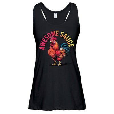 Awesome Sauce With Picture Of Rooster Vintage Funny Ladies Essential Flowy Tank