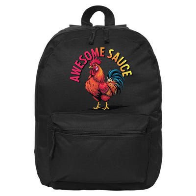 Awesome Sauce With Picture Of Rooster Vintage Funny 16 in Basic Backpack