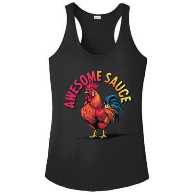 Awesome Sauce With Picture Of Rooster Vintage Funny Ladies PosiCharge Competitor Racerback Tank