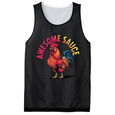 Awesome Sauce With Picture Of Rooster Vintage Funny Mesh Reversible Basketball Jersey Tank