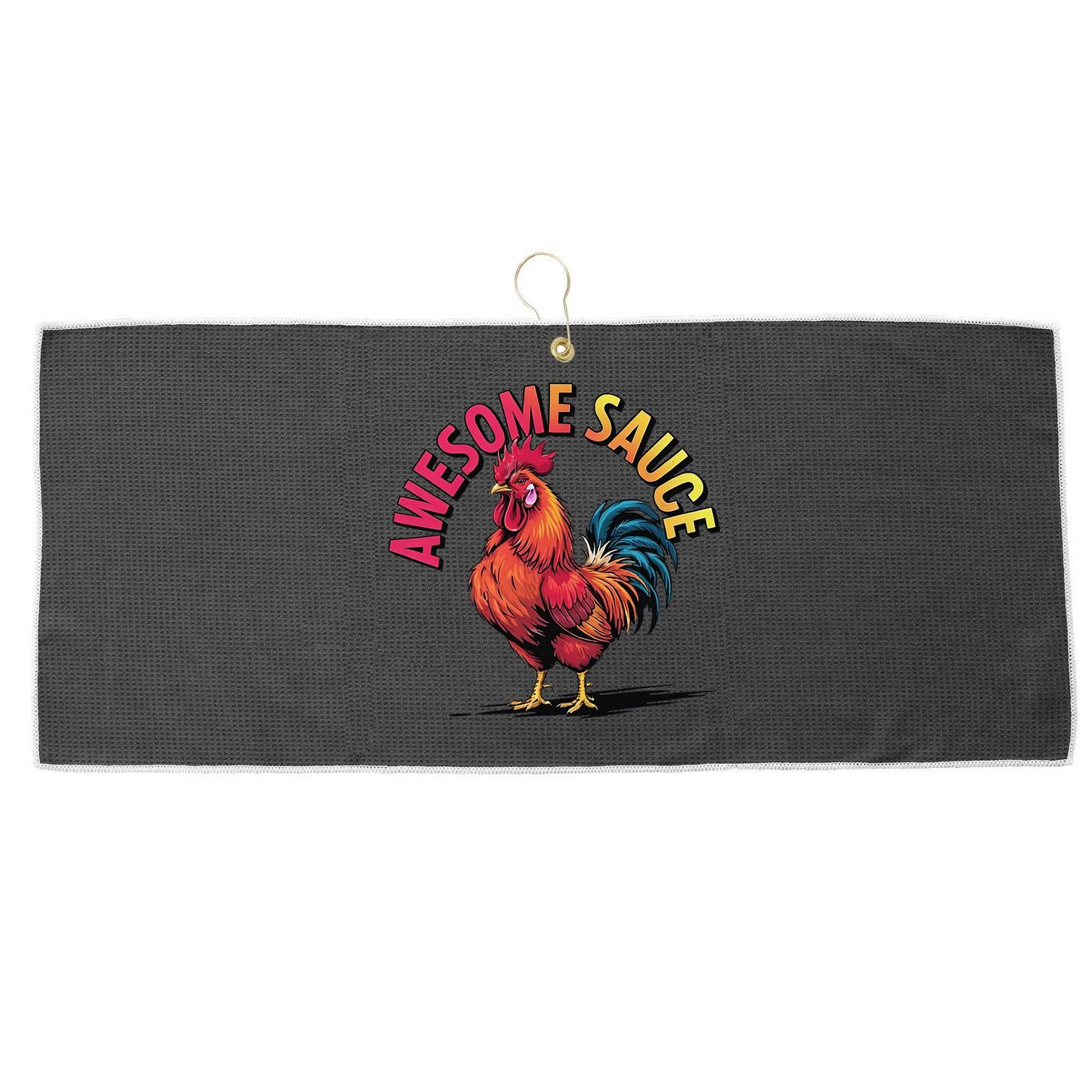 Awesome Sauce With Picture Of Rooster Vintage Funny Large Microfiber Waffle Golf Towel