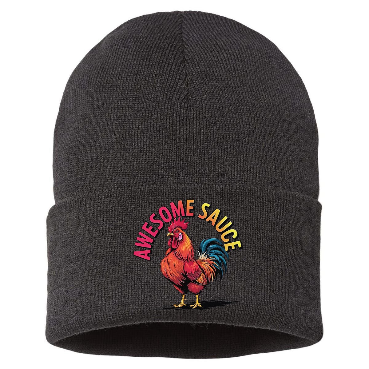 Awesome Sauce With Picture Of Rooster Vintage Funny Sustainable Knit Beanie