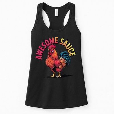 Awesome Sauce With Picture Of Rooster Vintage Funny Womens Tank Top
