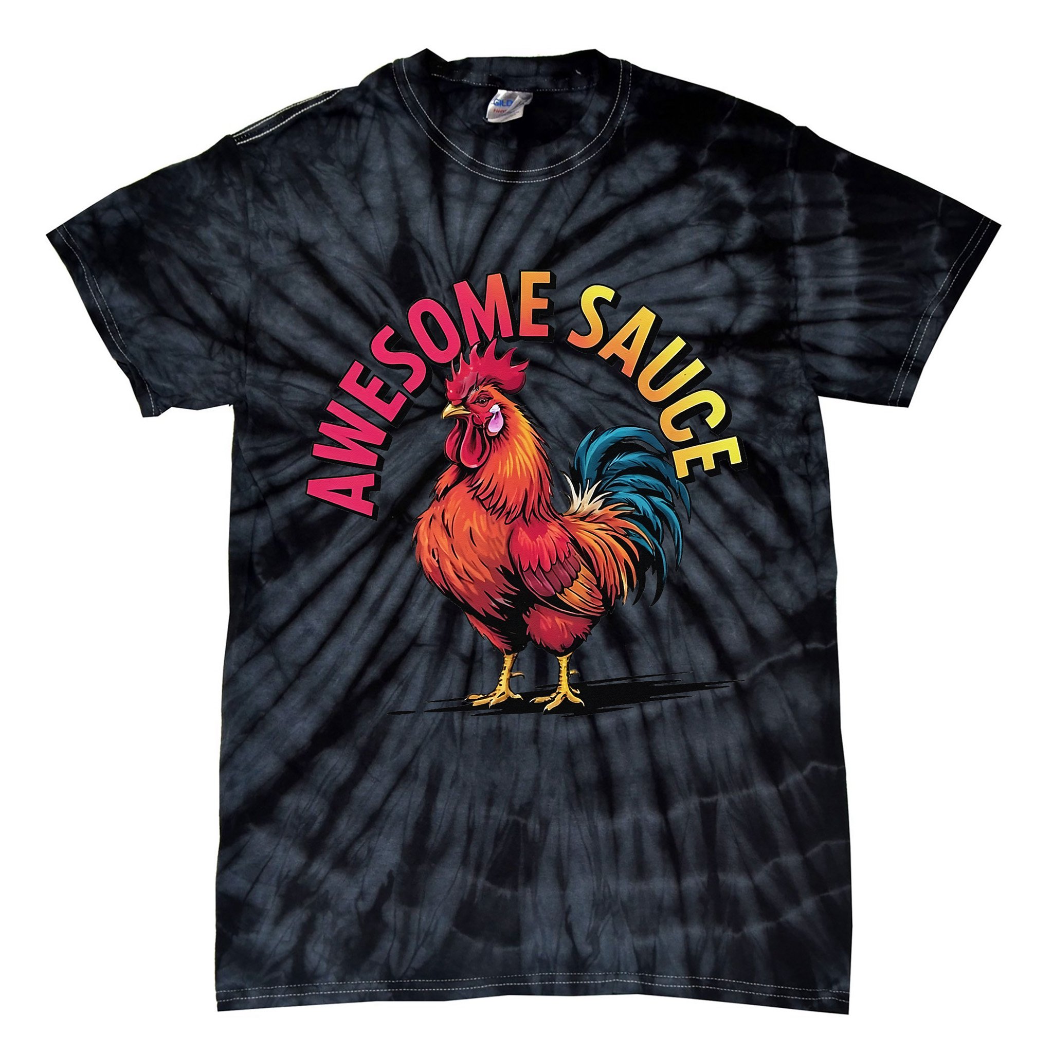 Awesome Sauce With Picture Of Rooster Vintage Funny Tie-Dye T-Shirt