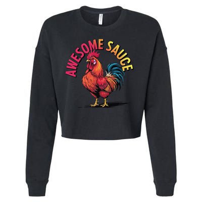 Awesome Sauce With Picture Of Rooster Vintage Funny Cropped Pullover Crew