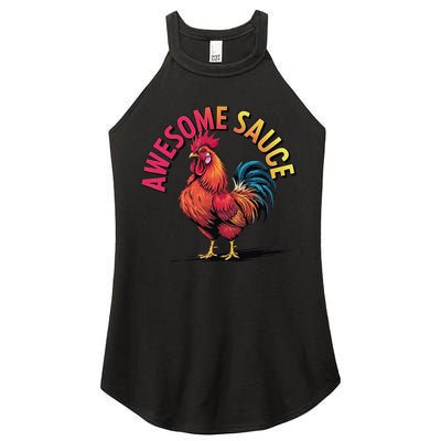 Awesome Sauce With Picture Of Rooster Vintage Funny Women's Perfect Tri Rocker Tank