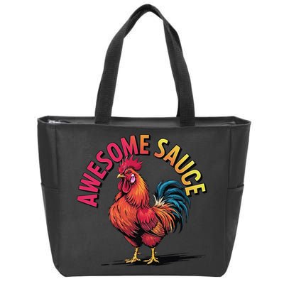 Awesome Sauce With Picture Of Rooster Vintage Funny Zip Tote Bag