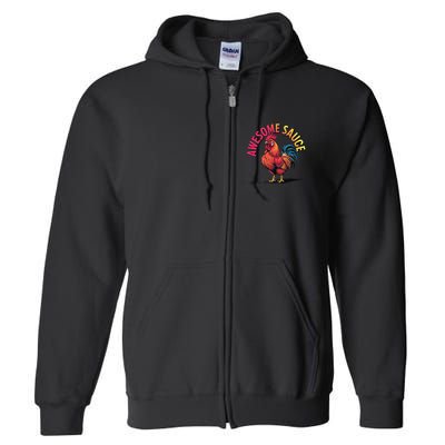 Awesome Sauce With Picture Of Rooster Vintage Funny Full Zip Hoodie