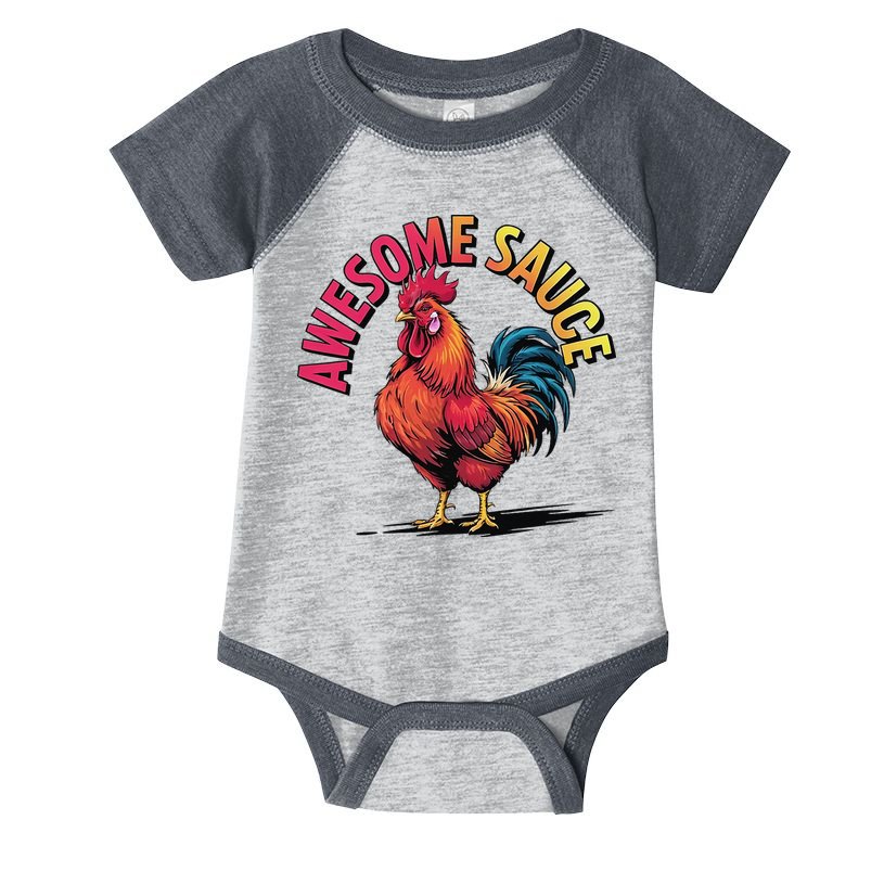Awesome Sauce With Picture Of Rooster Vintage Funny Infant Baby Jersey Bodysuit